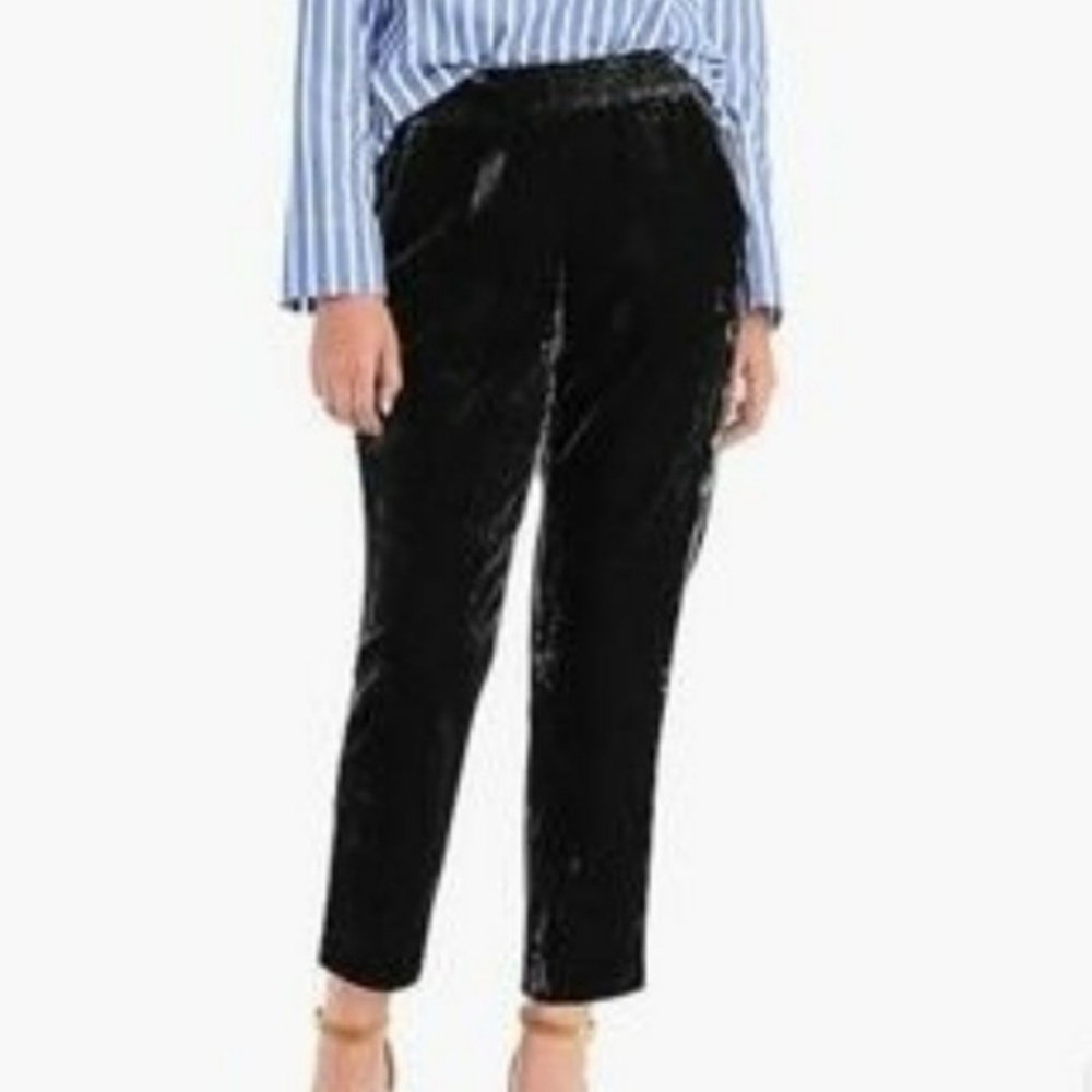 J. Crew Black Velvet Pull On Easy Cropped Pants